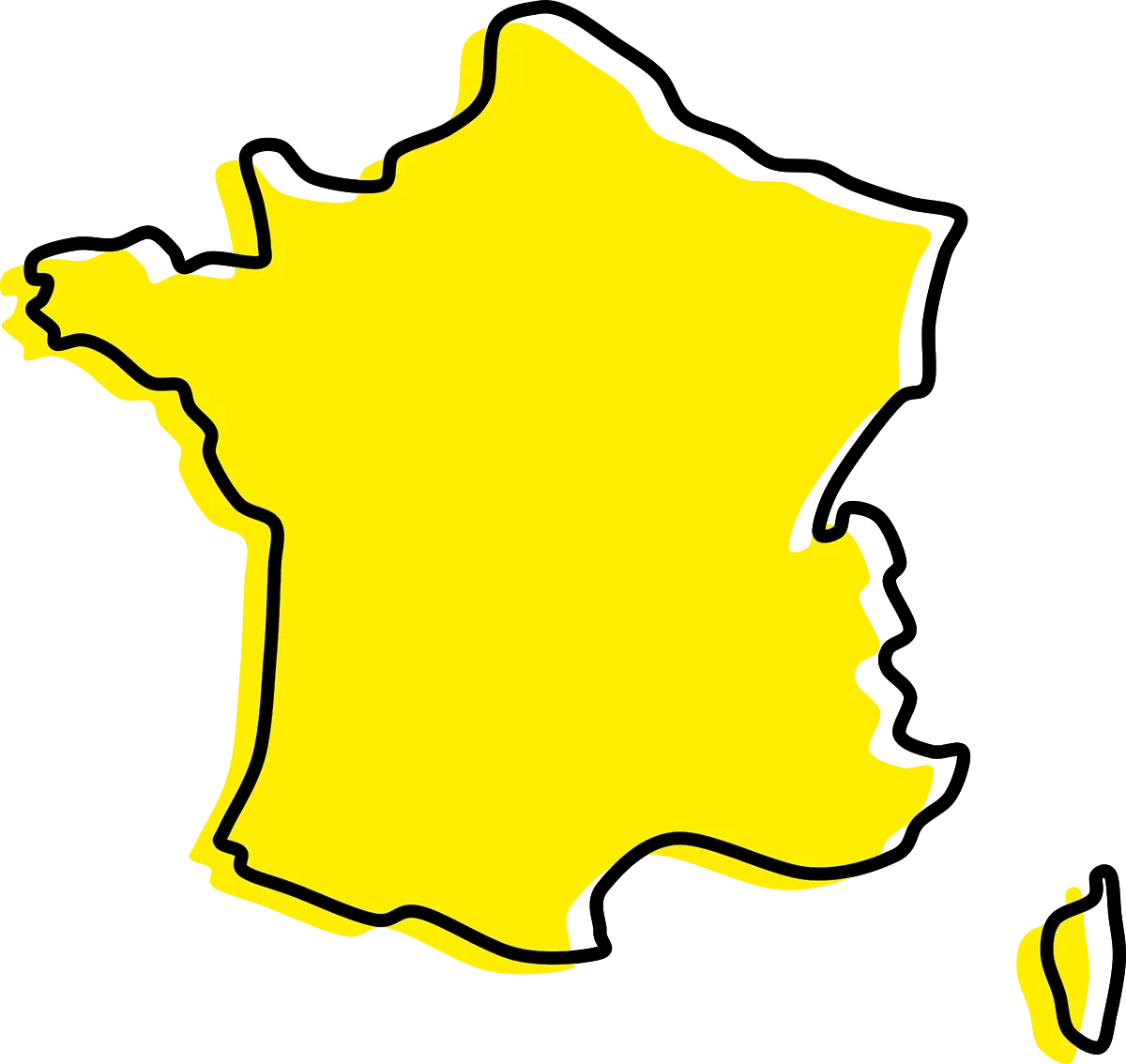 carte-france-jaune