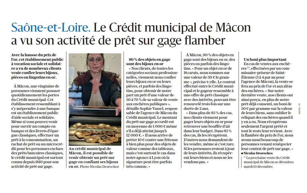 Article de presse decembre 2024 Credit Municipal de Macon Article de presse decembre 2024 Credit Municipal de Macon